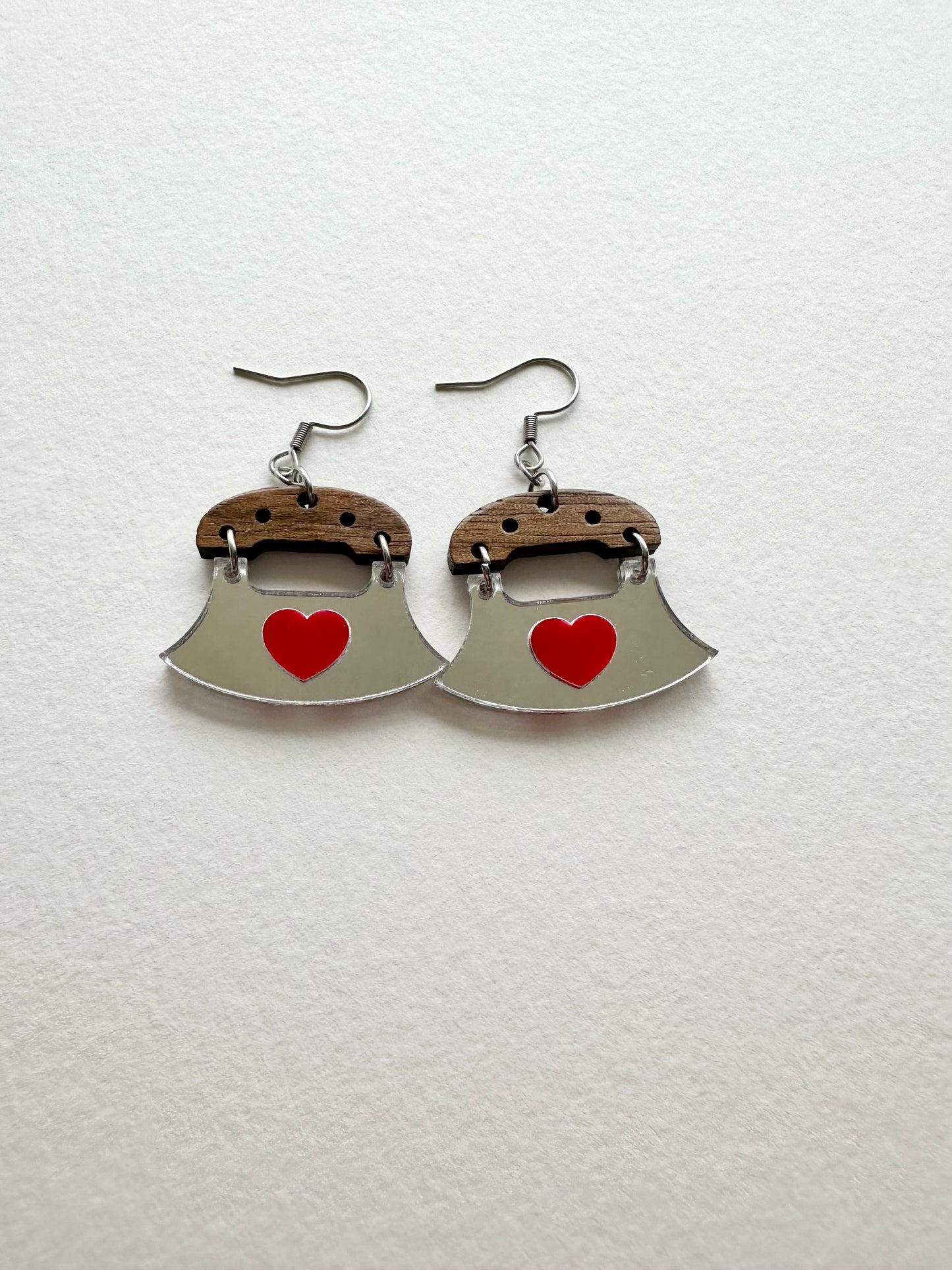 Mirror Uluaq Earrings with hearts