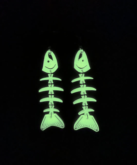 Bright Glow Salmon Bones earrings