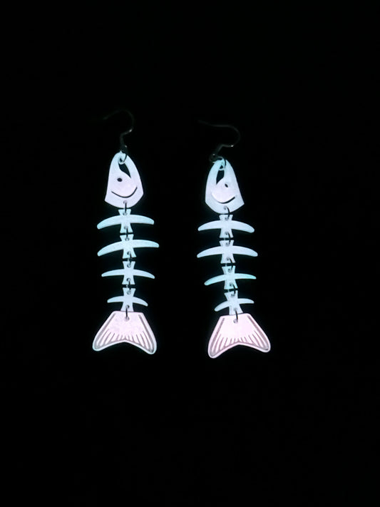 Pink Glow Salmon Bones earrings